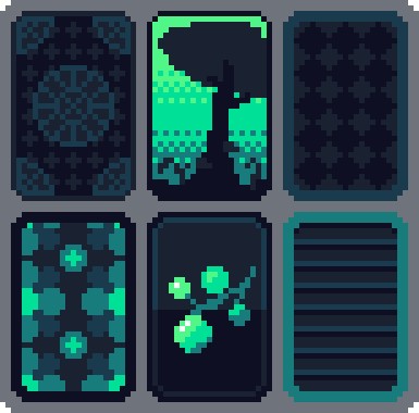 绿色的像素森林主题扑克纸牌素材