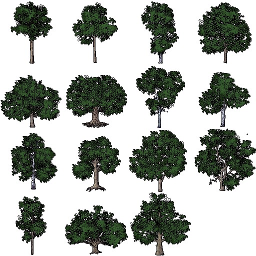 128*128自上而下的像素森林树木素材