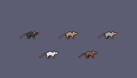 5种横版卷轴像素游戏动画老鼠素材