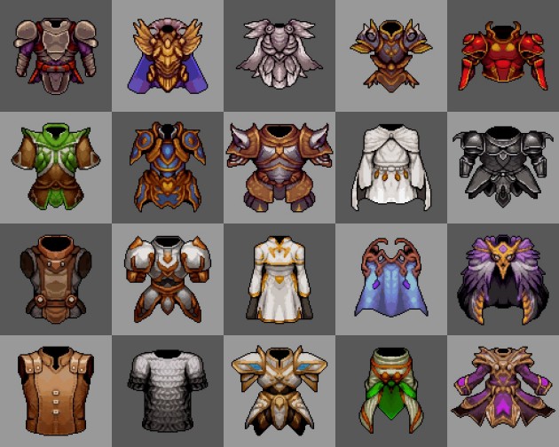 20个AI辅助生成的像素胸部护甲图标素材7