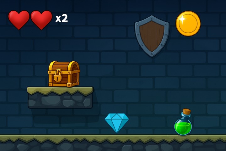 20个高品质的2D游戏强化道具和收藏品素材