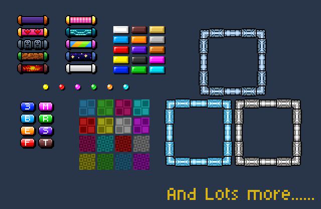 突破风格的16*16街机打砖块游戏瓷砖素材