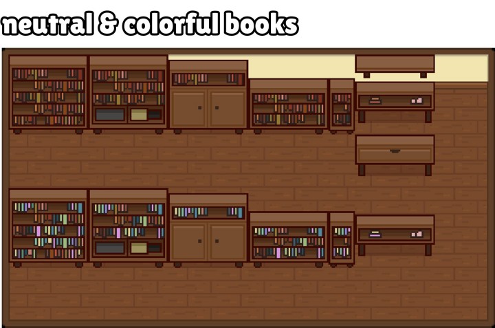 16*16的像素客厅和厨房室内家具和装饰资产素材