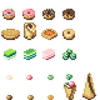 20个舒适的等距像素食物甜点和糕点素材