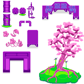 32*32的双色像素科幻游戏资产素材