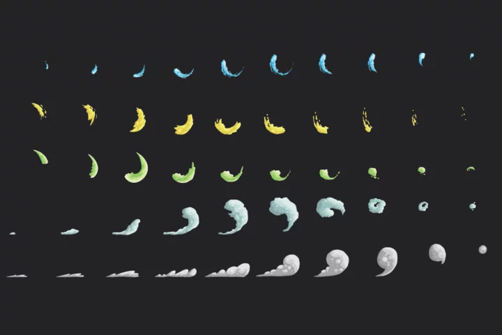 10个高品质的卡通矢量2D武器攻击特效动画素材