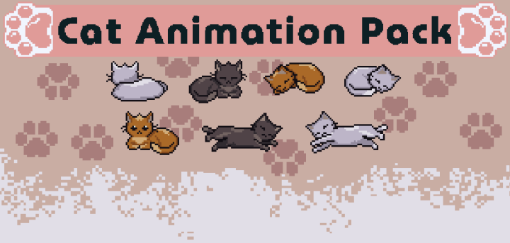 三种颜色64*64的像素可爱动物猫咪动画素材