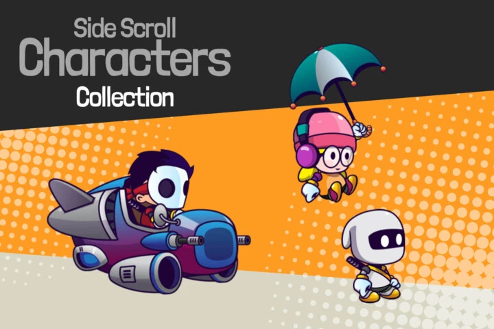 3个可爱的卡通矢量2D平台游戏动画角色素材