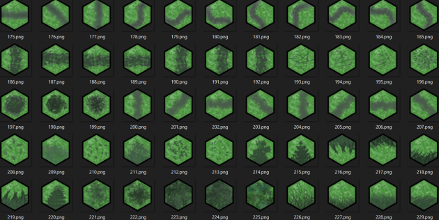 200+的奇幻2D六边形森林图块集素材