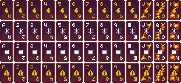 火焰主题的像素艺术扑克纸牌素材
