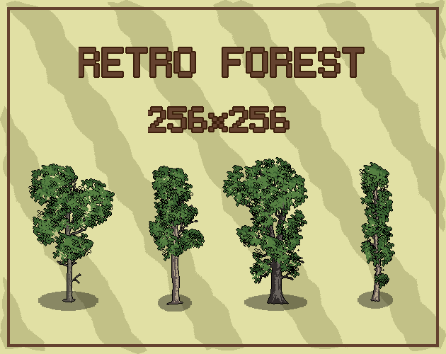复古的256*256自上而下像素森林树木素材