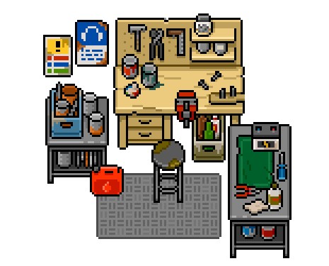 32*32自上而下的像素后世界末日工作台资产素材