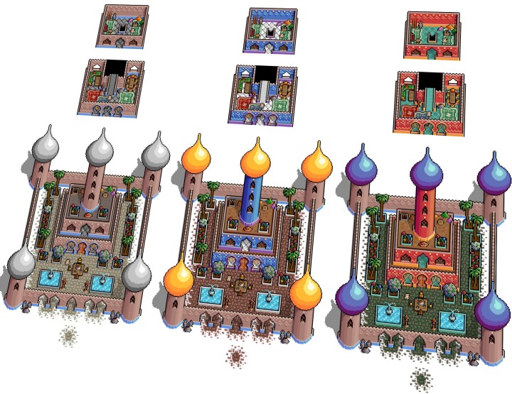 精美的8*8迷你奇幻像素波斯宫殿瓷砖素材