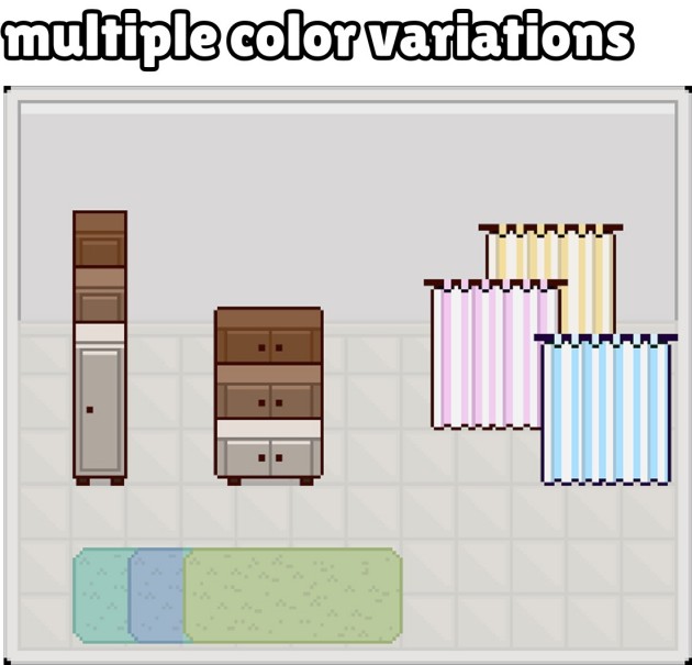 免费的16*16像素浴室家具与内饰素材