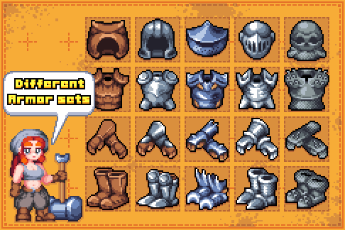 400个经典奇幻像素RPG游戏图标素材