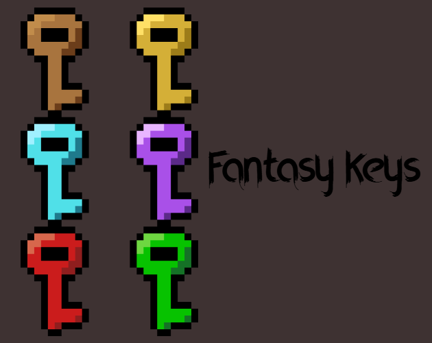 6把精美的16*16奇幻像素钥匙素材