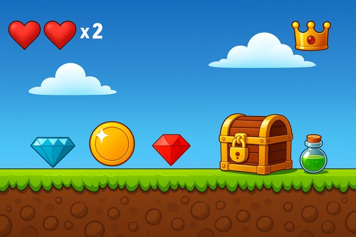 20个高品质的2D游戏强化道具和收藏品素材