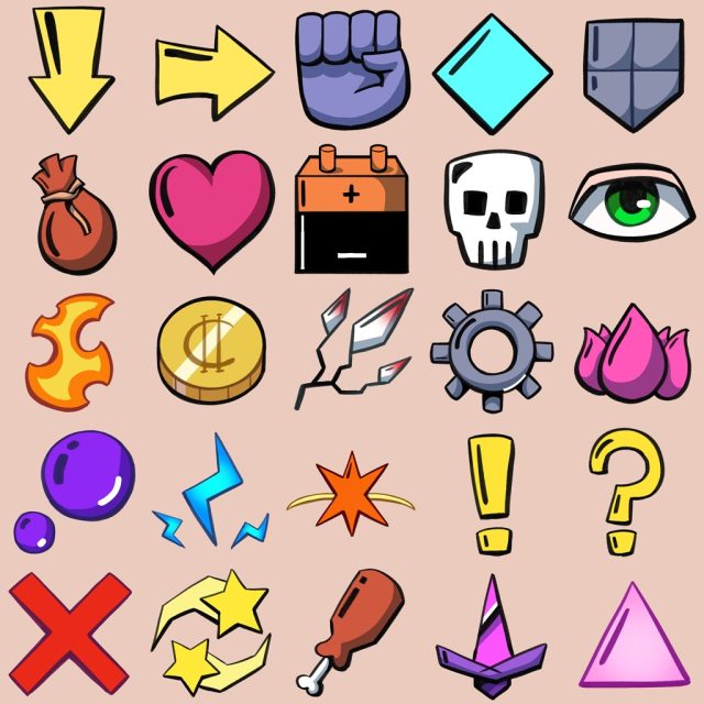 25个基本的手绘2D游戏图标素材