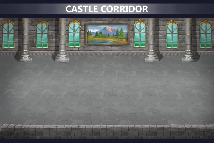 4个高品质视差效果横版2D城堡战斗背景图片素材