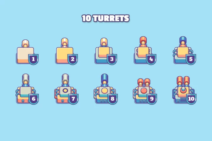 精彩刺激的矢量卡通2D射击游戏资产素材