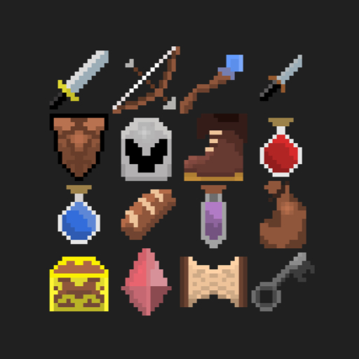 16个免费的像素RPG游戏物品图标素材