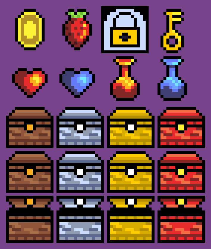 免费的16*16经典像素平台游戏石头洞穴资产素材