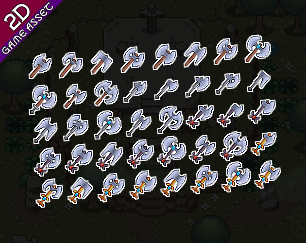 500+的32*32像素游戏武器斧头图标素材