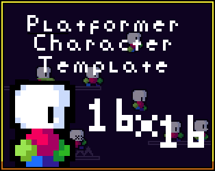 简单的免费16*16像素平台游戏动画角色模板素材