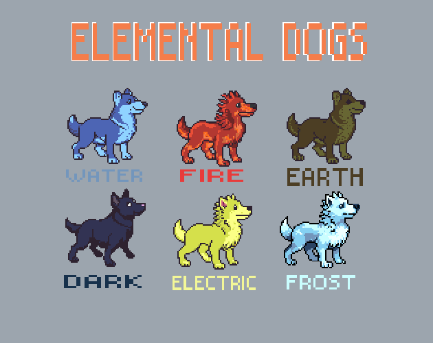 6个静态的64*64像素元素狗素材