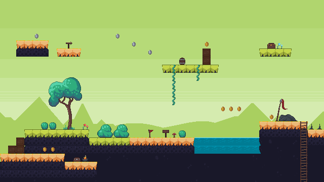 16*16的免费像素平台游戏四季资产素材