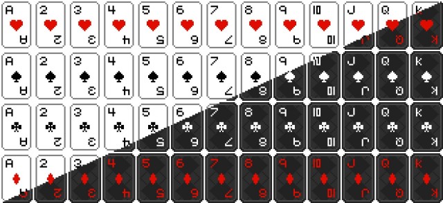 一组经典的标准像素艺术扑克纸牌素材