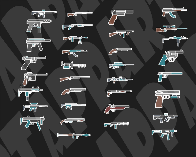 30+简单的矢量武器枪械图标素材