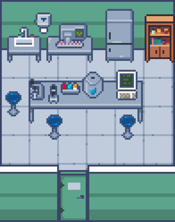 免费的自上而下像素医院资产素材