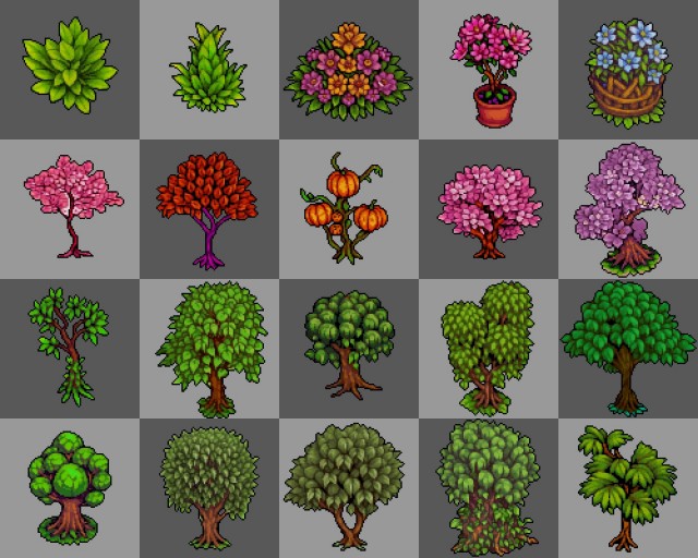 20个AI辅助生成的像素树木素材3