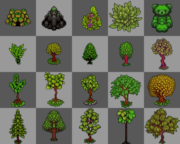 20个AI辅助生成的像素树木素材1