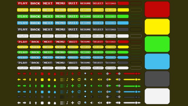 6种独特颜色的像素化UI/GUI图标素材包