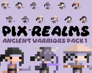 12个免费的静态像素远古战士人物素材