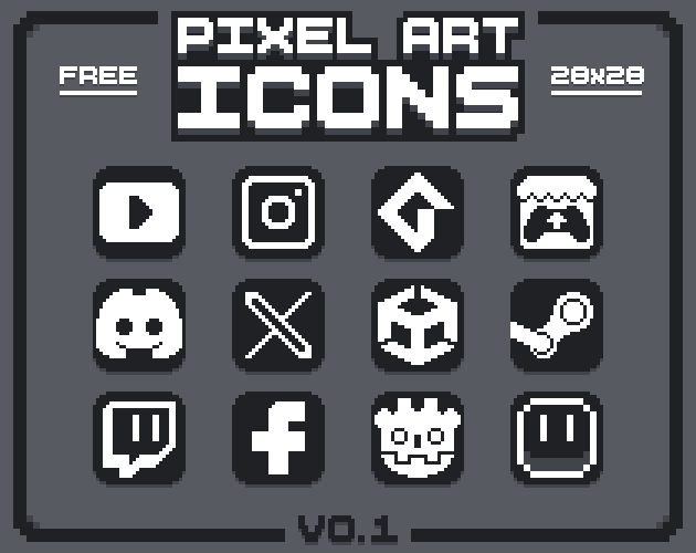 一套免费的像素社交和软件图标素材包
