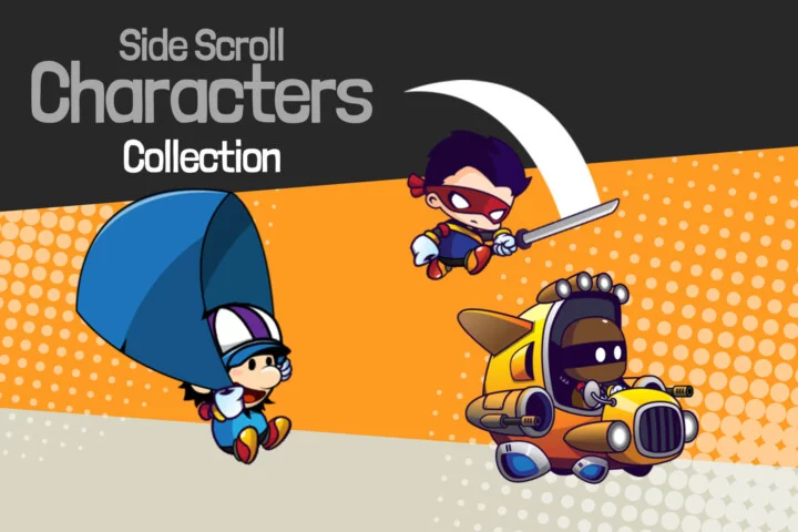 3个Q版卡通矢量2D横版卷轴英雄动画素材