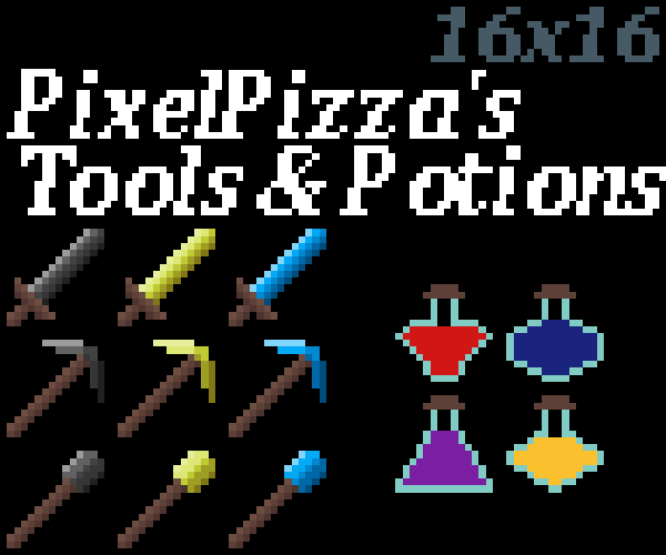 小型像素RPG游戏工具和药水素材