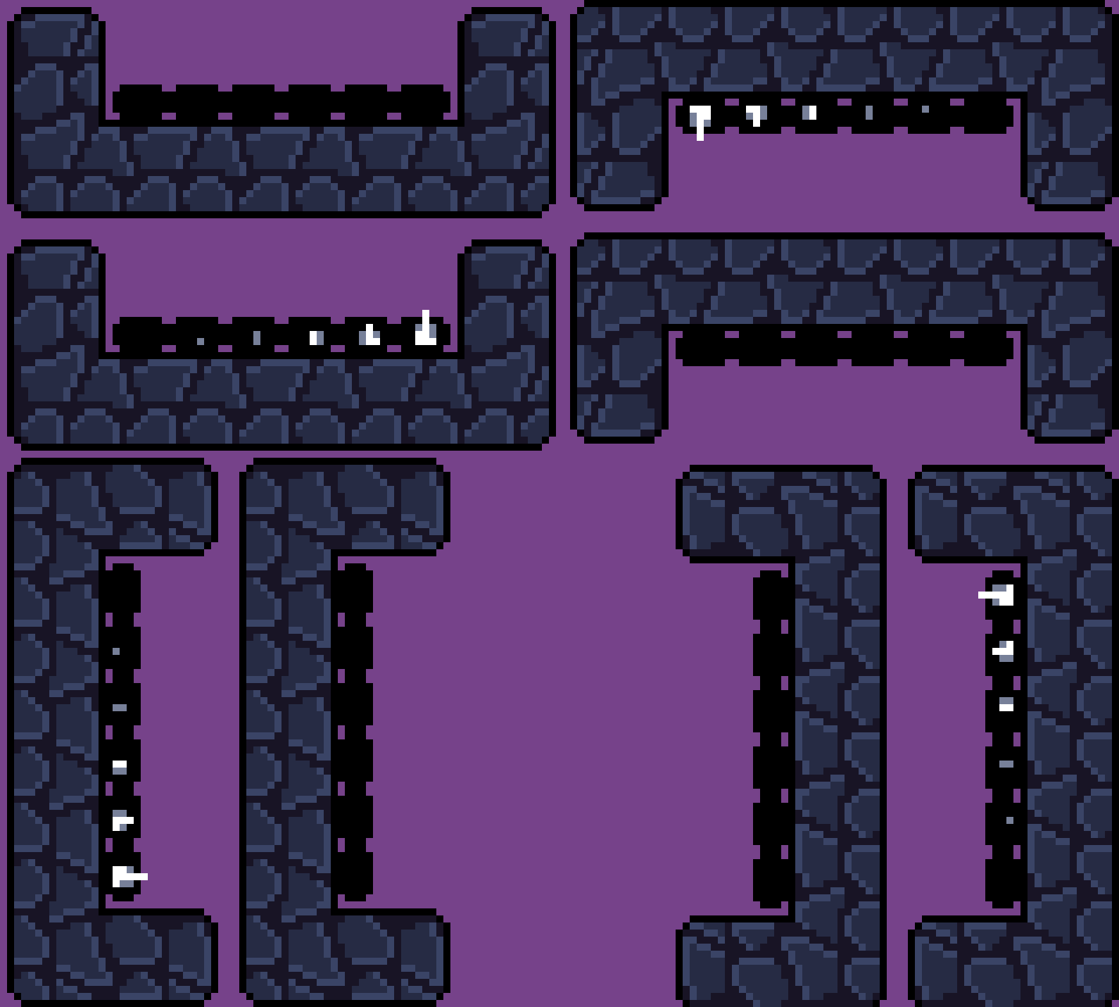 免费的16*16经典像素平台游戏石头洞穴资产素材