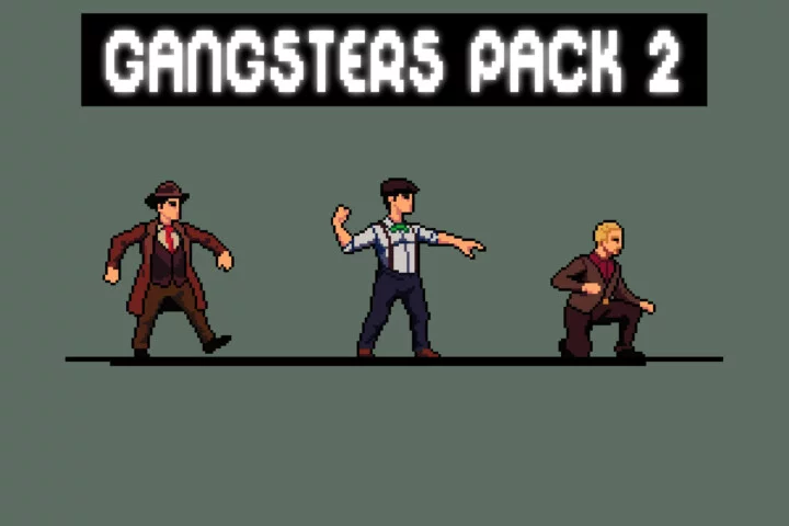 3个充满个性与魅力的像素黑帮成员人物动画素材