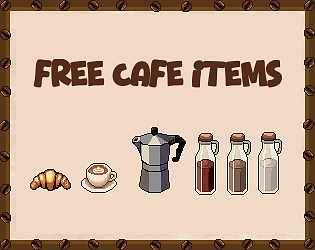 几个简单的像素咖啡店物品素材