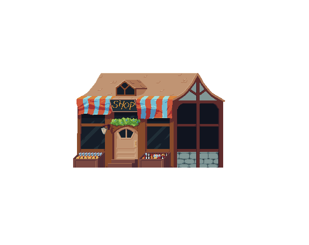 一款极其简单的单体建筑像素游戏资产素材