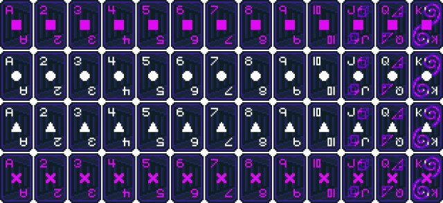 一组几何图案主题的像素扑克纸牌素材