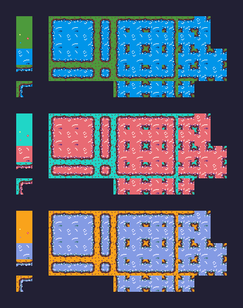 3个生物群系的简单像素艺术图块集素材