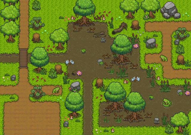 完整的32*32自上而下像素沼泽主题图块集素材