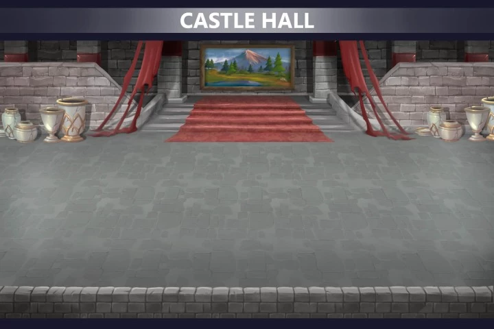 4个高品质视差效果横版2D城堡战斗背景图片素材