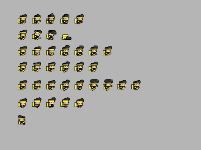 简单的像素黄色快递员角色动画素材