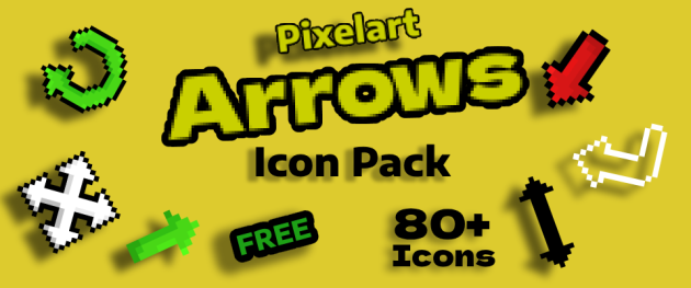 80个简单的像素艺术UI箭头图标素材